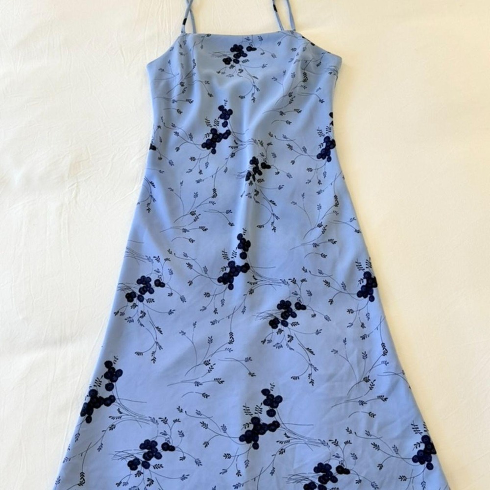 Vintage Charlotte Russe Y2K Blue Floral Maxi Dress Fairycore Slip Dress